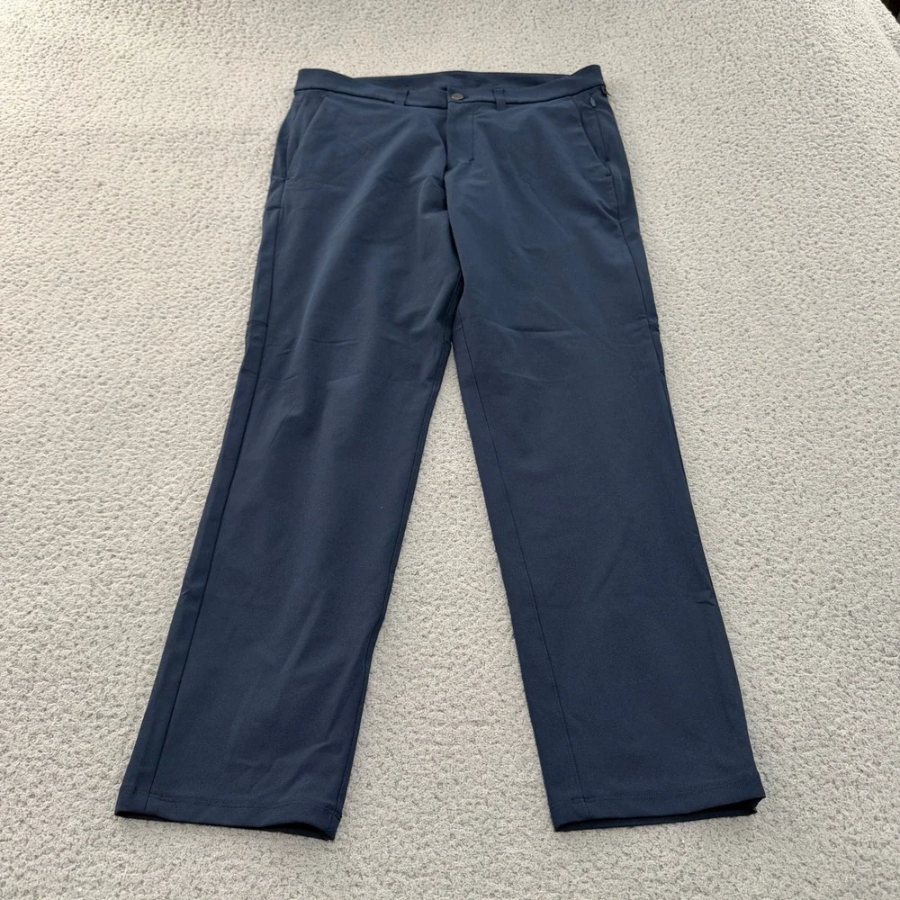 Lululemon Commission Pant Slim Navy Blue Warpstreme Golf Chino Mens 35x31